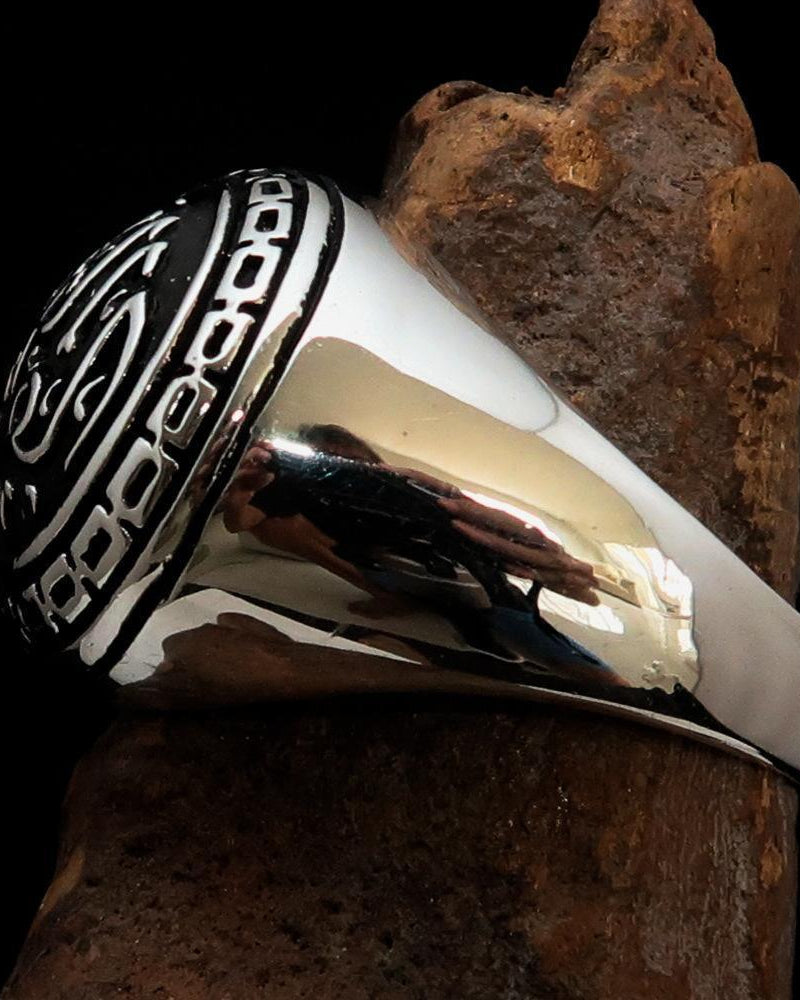 Al-Qur’an Domed Ring – Black | Islamic Ring in Sterling Silver 925-4