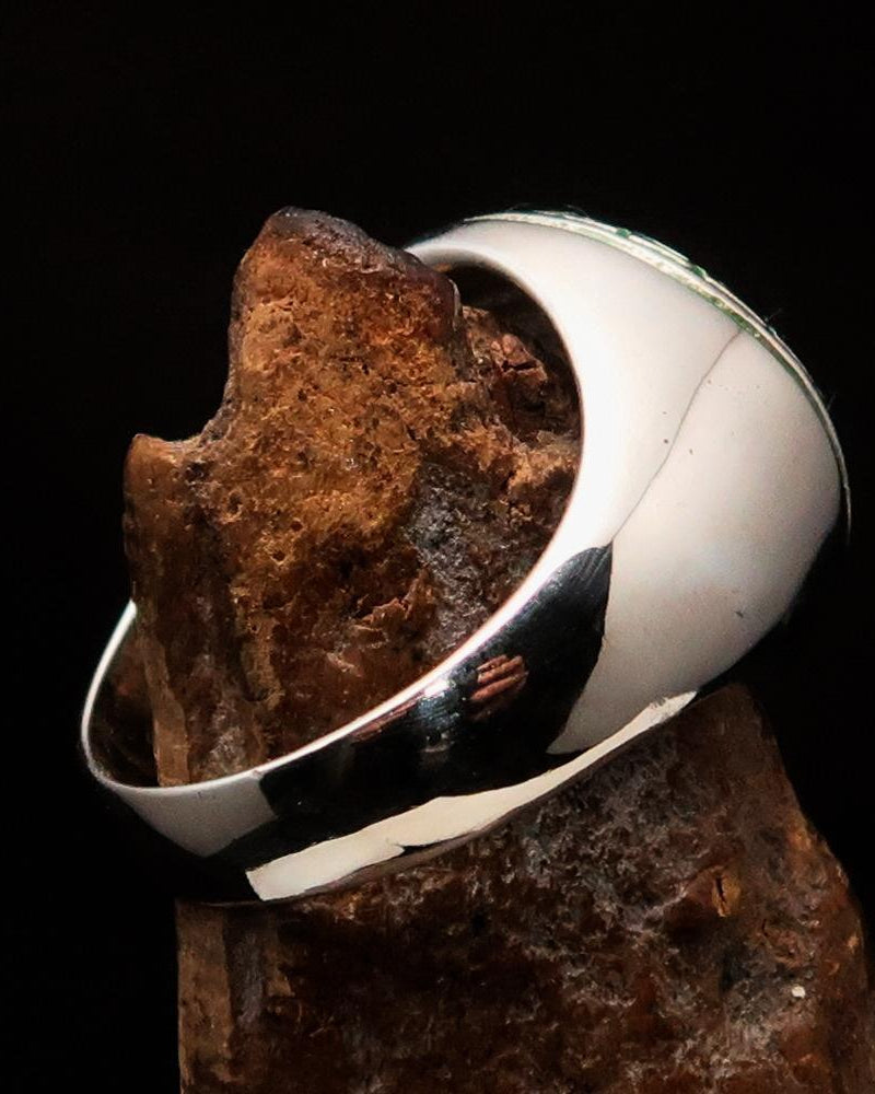 Al-Qur’an Domed Ring – Green | Islamic Ring in Sterling Silver 925-3