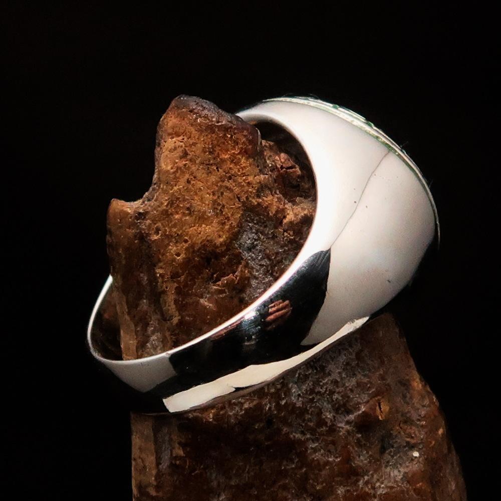 Al-Qur’an Domed Ring – Green | Islamic Ring in Sterling Silver 925-3