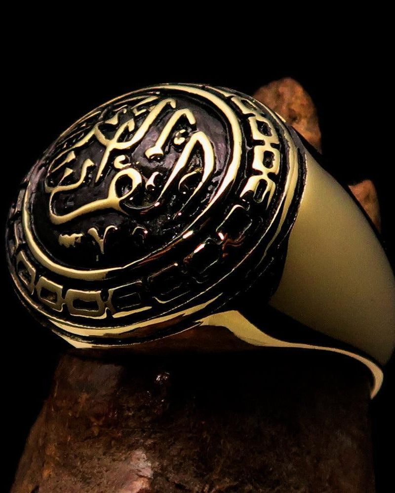 Al-Qur’an Domed Ring – Black | Islamic Ring in Solid Brass-4