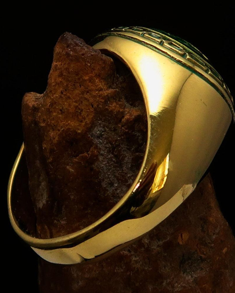 Al-Qur’an Domed Ring – Green | Islamic Ring in Solid Brass-3