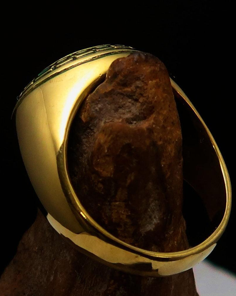 Al-Qur’an Domed Ring – Green | Islamic Ring in Solid Brass-4
