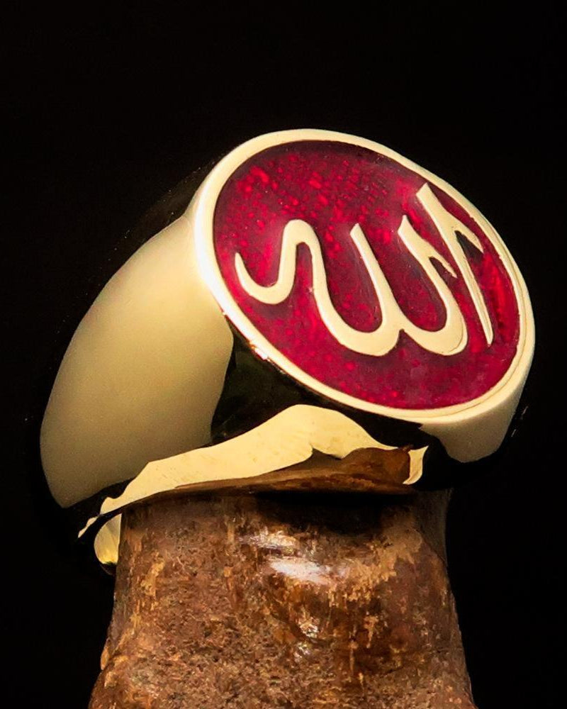 Allah Ring – Red | Islamic Ring in Solid Brass-2