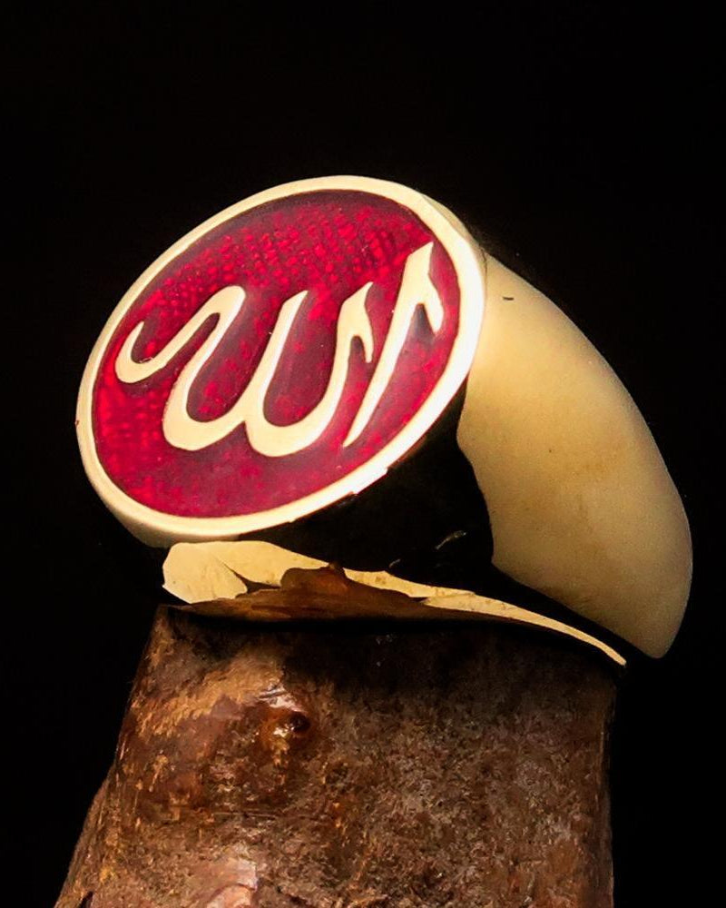 Allah Ring – Red | Islamic Ring in Solid Brass-0
