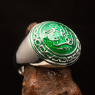 Al-Qur’an Domed Ring – Green | Islamic Ring in Sterling Silver 925-2