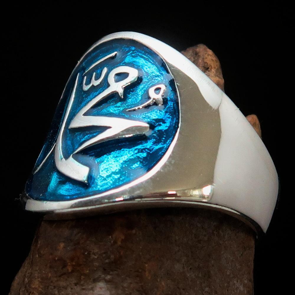 Muhammad ﷺ Ring – Blue | Islamic Sterling Silver 925 Inspired by the Sunnah-4