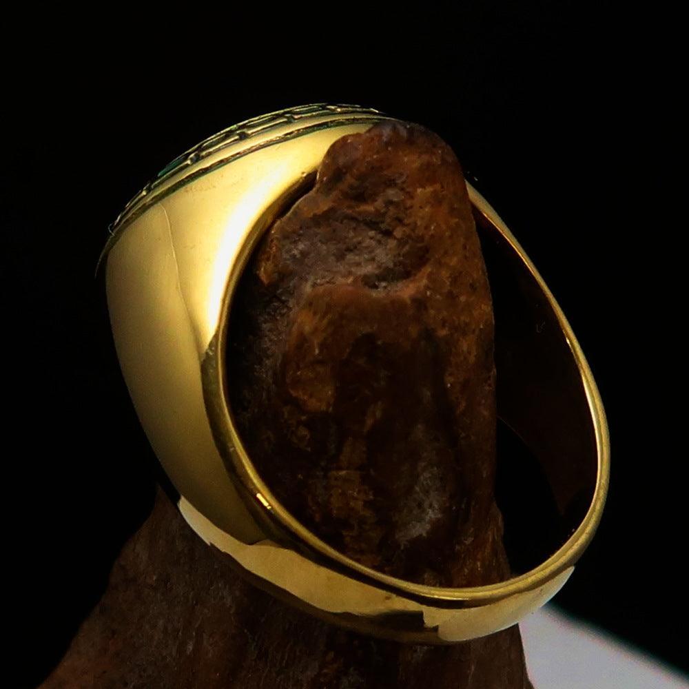 Al-Qur’an Domed Ring – Green | Islamic Ring in Solid Brass-4