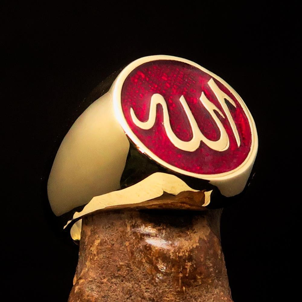 Allah Ring – Red | Islamic Ring in Solid Brass-2