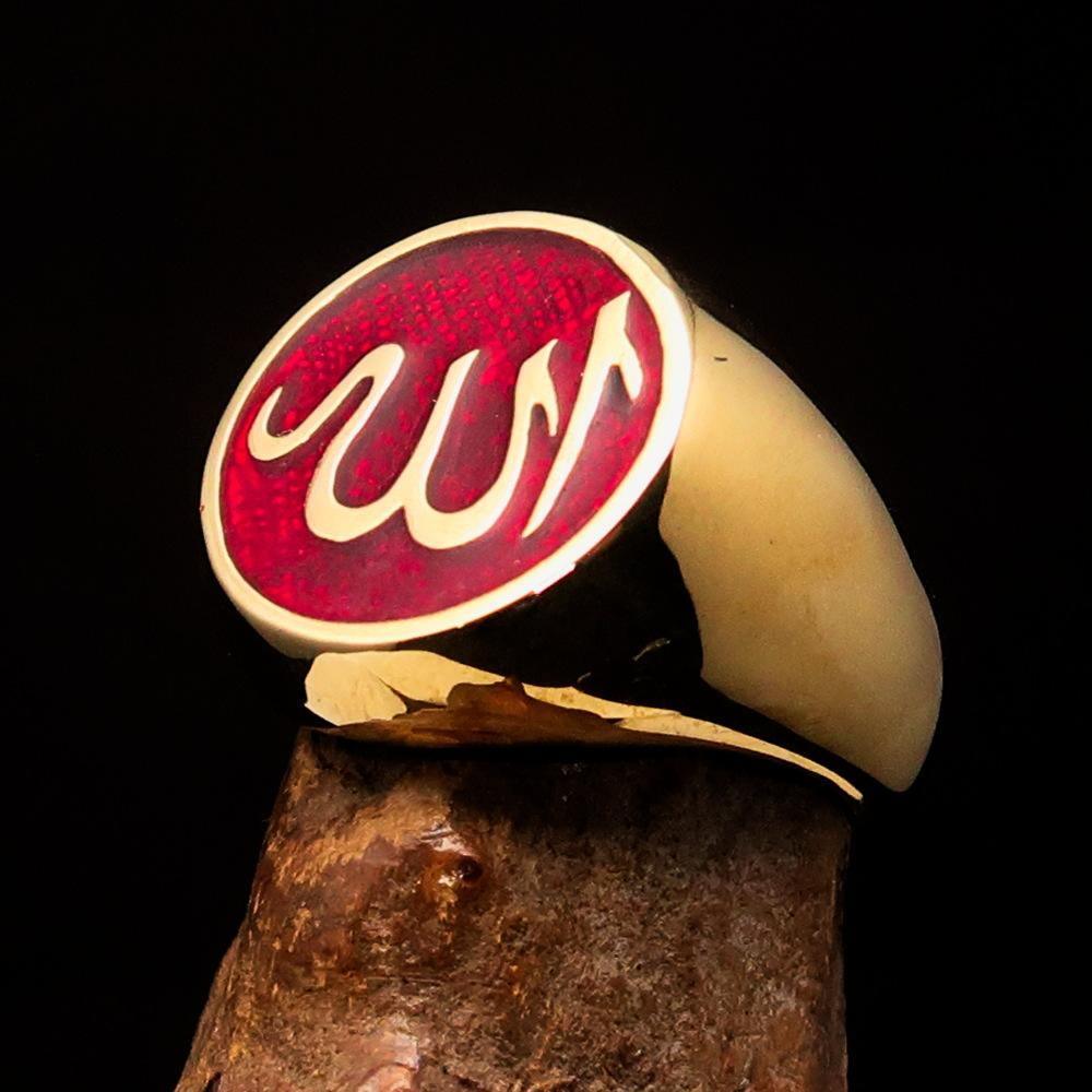 Allah Ring – Red | Islamic Ring in Solid Brass-0